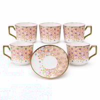 طقم فناجين قهوة مزخرف مع صحون عدد 6