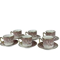 طقم فناجين قهوة مزخرف – 6 قطع فاخرة