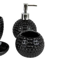 طقم إكسسوارات حمام سيراميكية - أسود فاخر