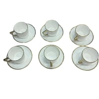 طقم فناجيل قهوة سيراميك فاخر – 6 قطع بحواف ذهبية