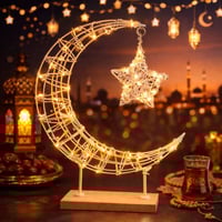 زينة هلال رمضان بإضاءة ليد – تصميم فاخر بنجوم مضيئ...