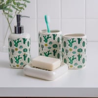 طقم حمام سيراميك مزخرف بنقش الصبار