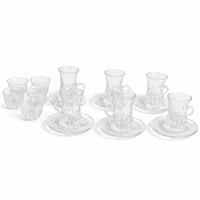 طقم اكواب شاي وفناجين قهوه زجاج شفاف 12 قطعه