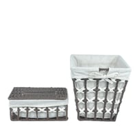 طقم سلة مهملات أنيقة وعلبة مناديل فاخرة من الخوص ا...