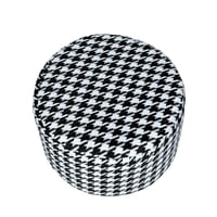 كرسي عثماني دائري بنقشة هoundstooth أبيض وأسود