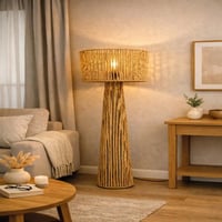 مصباح أرضي من الراتان بتصميم اسطواني عصري