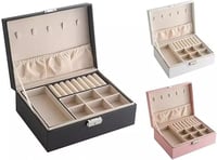 صندوق مجوهرات أنيق بطبقتين — تصميم محمول ومثالي لل...