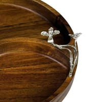 صحن تقديم خشبي دائري بتقسيم مزدوج أنيق، مزود بمقبض...