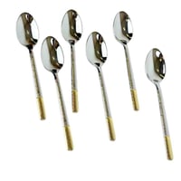 طقم ملاعق طعام استنلس ستيل بنقشة فاخرة – 6 ملاعق