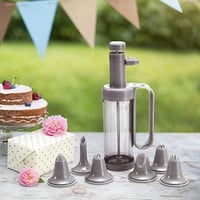 أداة تزيين الكيك بيد واحدة – مع 6 رؤوس قابلة للتبد...