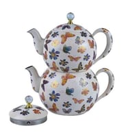 براد شاي تركي بطبعات ورد و فراشات