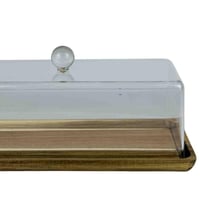 حافظة جبن أو حلى مستطيلة بغطاء أكريليك وقاعدة خشبي...