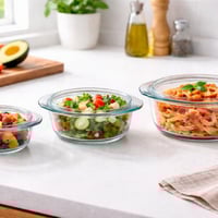 طقم اواني زجاج متعدد الاستخدام ثلاث قطع باحجام مخت...