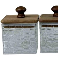 طقم برطمانات زجاجية بغطاء خشبي – 3 قطع