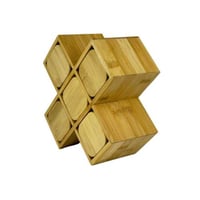 طقم برطمانات توابل بقاعدة خشبية -6 قطع