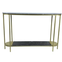 طاولة كونسول بإطار ذهبي وسطح رخامي أسود