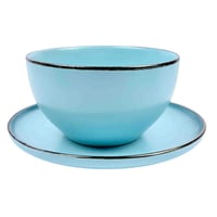 طقم سفرة سيراميك تركوازي 16 قطعة