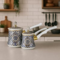 طقم ركوة بورسلان فاخر بنقشة شرقية – 3 قطع