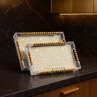 طقم صينيات تقديم مستطيلة بنقشة شرقية