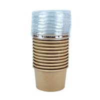 أوعية طعام ورقية بغطاء شفاف – بني كرافت 25 قطعة