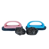 مجموعة أدوات تنظيف المطبخ (مقبض مع ليفة + سلك معدن...