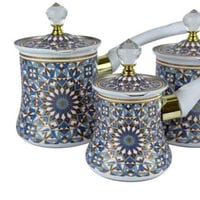 طقم ركوة بورسلان فاخر بنقشة شرقية – 3 قطع