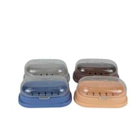 علبة صابون بلاستيكية بغطاء محكم - طقم 4 ألوان