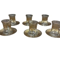 طقم فناجيل شاي زجاج بنقشة ذهبية – 6 قطع