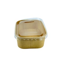 علبة طعام ورقية مستطيلة بغطاء شفاف محكم