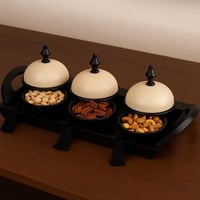 طقم تقديم ٣ حبات مع صينية – تصميم راقٍ باللون الأس...