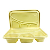 علبة حفظ طعام مستطيلة بغطاء – لون أصفر باستيل