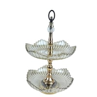 حامل تقديم زجاجي دورين بتفاصيل ذهبية فاخرة