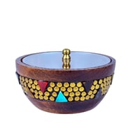 طقم علب تقديم خشبية بغطاء زجاجي - 3 قطع