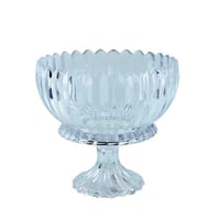 صحن تقديم زجاجي مرتفع بتصميم مموج