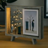 إطار ديكور مكتبي مع مجسمات وإضاءة LED