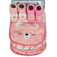 طقم مريلة وجوارب للرضّع – 3 مرايل + زوجين من الجوا...