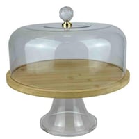 حامل كيك زجاجي بقاعدة مرتفعة وغطاء شفاف بكرة كريست...