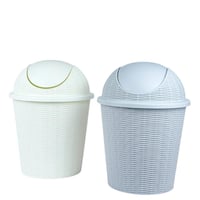 سلة نفايات بلاستيكية بغطاء دوار