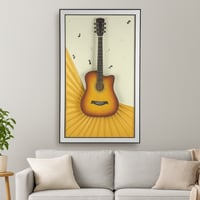 لوحة جدارية بإطار أنيق بتصميم جيتار كلاسيكي