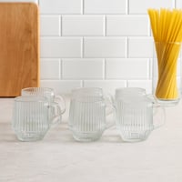 طقم أكواب زجاجية شفافة مخططة – 6 قطع