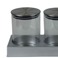 طقم برطمانات زجاجية بقاعدة معدنية – 3 قطع