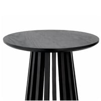 طاولة جانبية دائرية مودرن بقاعدة شرائح خشبية