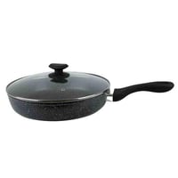 مقلاة جرانيت غير لاصقة بغطاء زجاجي 30cm