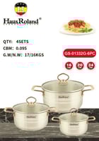 طقم قدور ستانلس ستيل مع أغطية زجاج-Hausroland