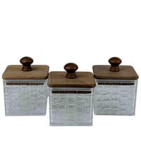 طقم برطمانات زجاجية بغطاء خشبي – 3 قطع