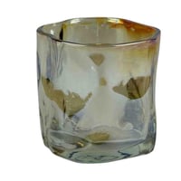 طقم كاسات زجاجية مضلعة بلون كهرماني - 6 قطع