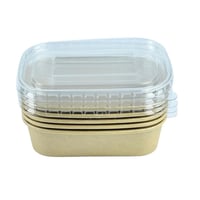 علبة طعام كرافت بغطاء بلاستيكي شفاف