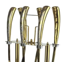 طقم أدوات مطبخ ستانليس ستيل مطلي بالذهب مع حامل