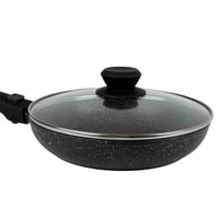 مقلاة جرانيت بغطاء زجاجي – مقبض قابل للفك