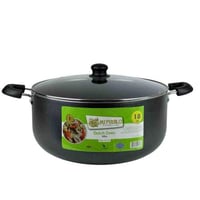 قدر طبخ غير لاصق بسعة 18 لتر مع غطاء زجاجي